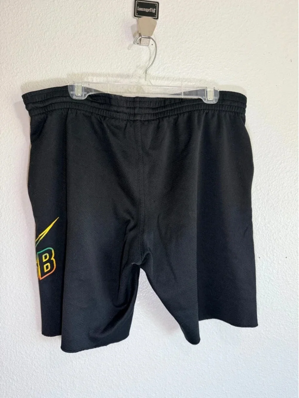 Nike Dri-FIT Black Shorts with Rainbow Multicolor Swoosh Logo